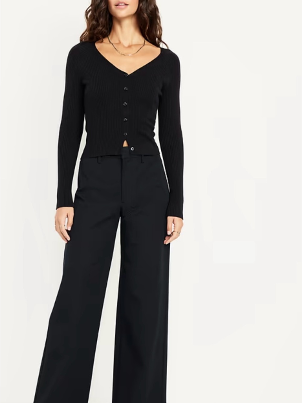 NWT High-Waisted Pixie Super Wide-Leg Black Pull On Pants Size Large Petite